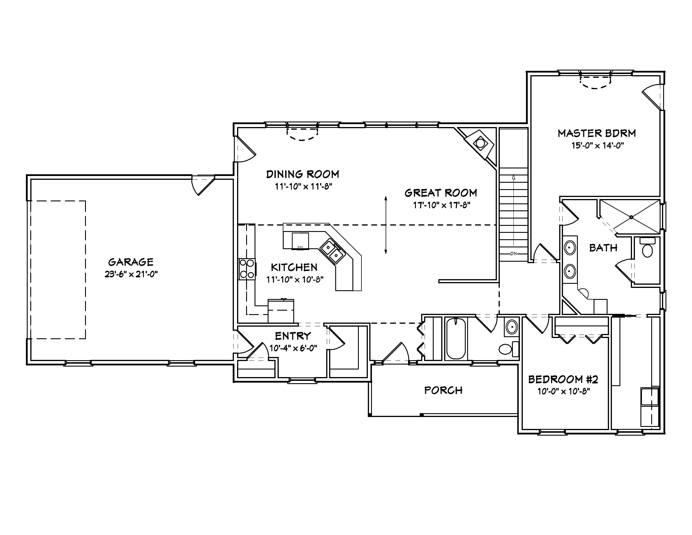 Floor Plan First Story of Country Plan #148-1060