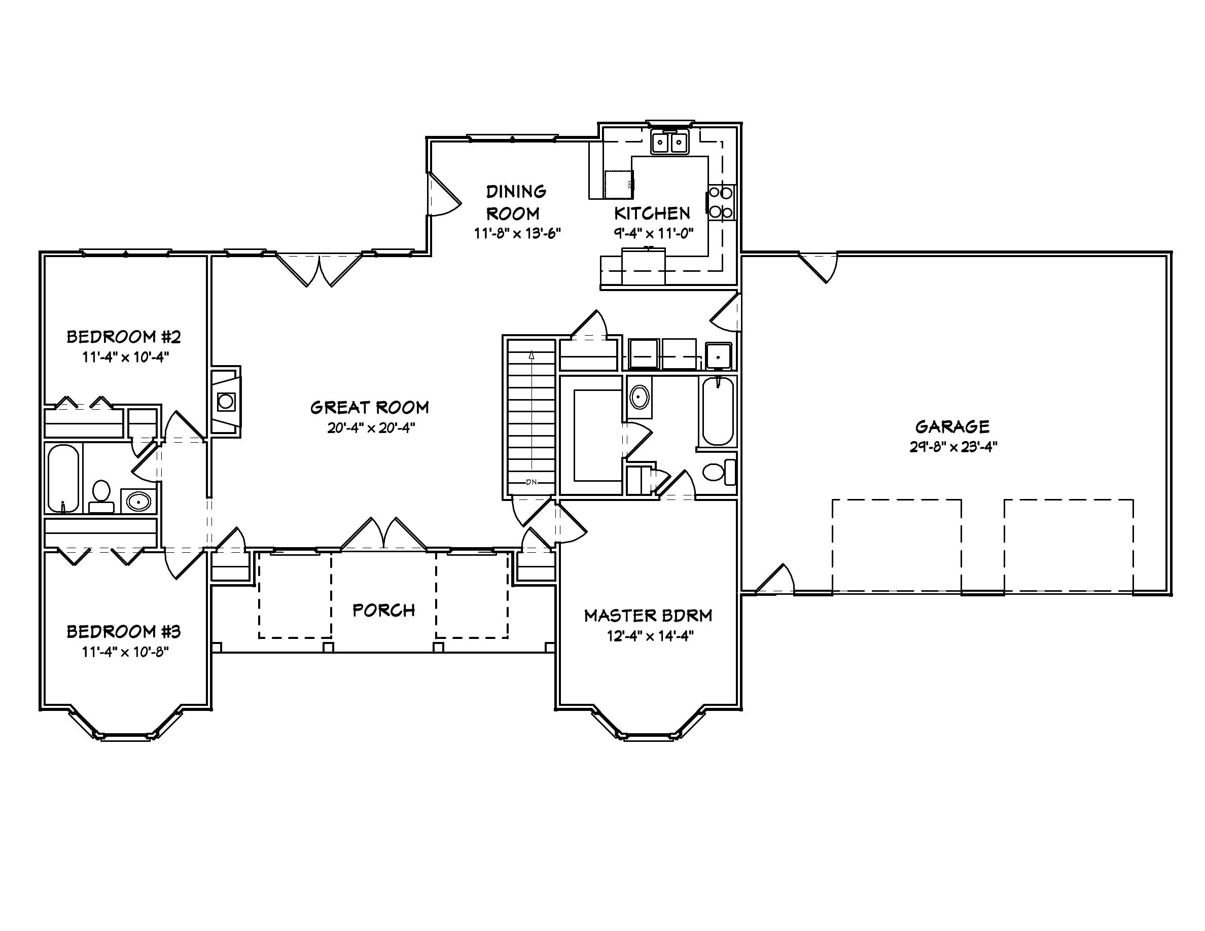 Floor Plan First Story of Country Plan #148-1062
