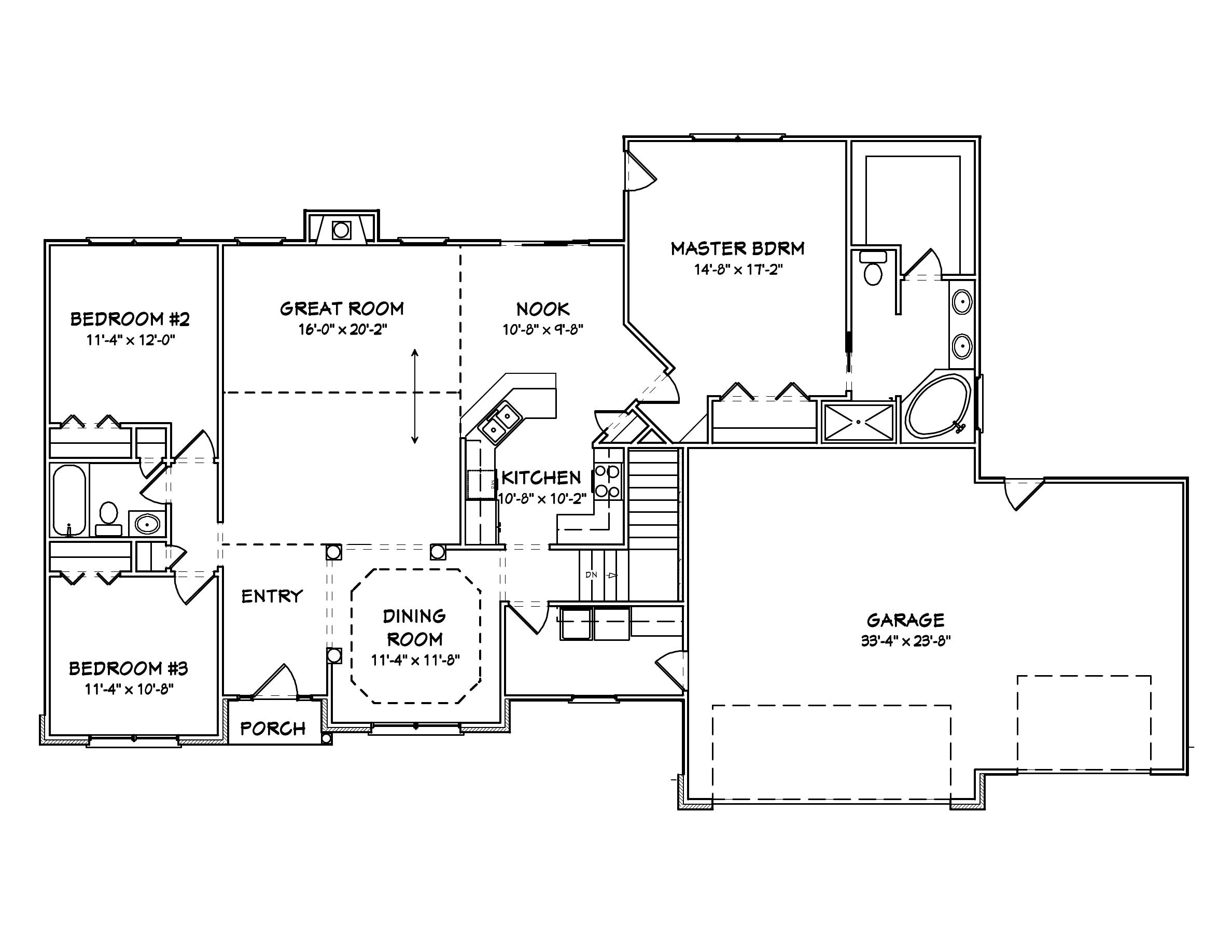 Floor Plan First Story of European Plan #148-1063