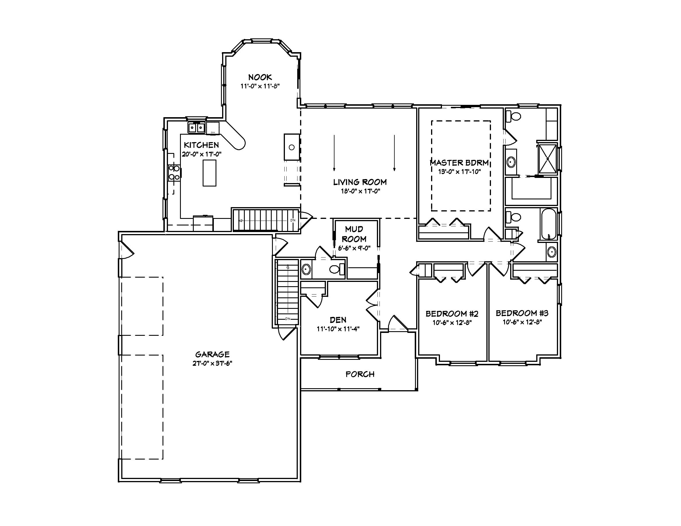 Floor Plan First Story of Country Plan #148-1066
