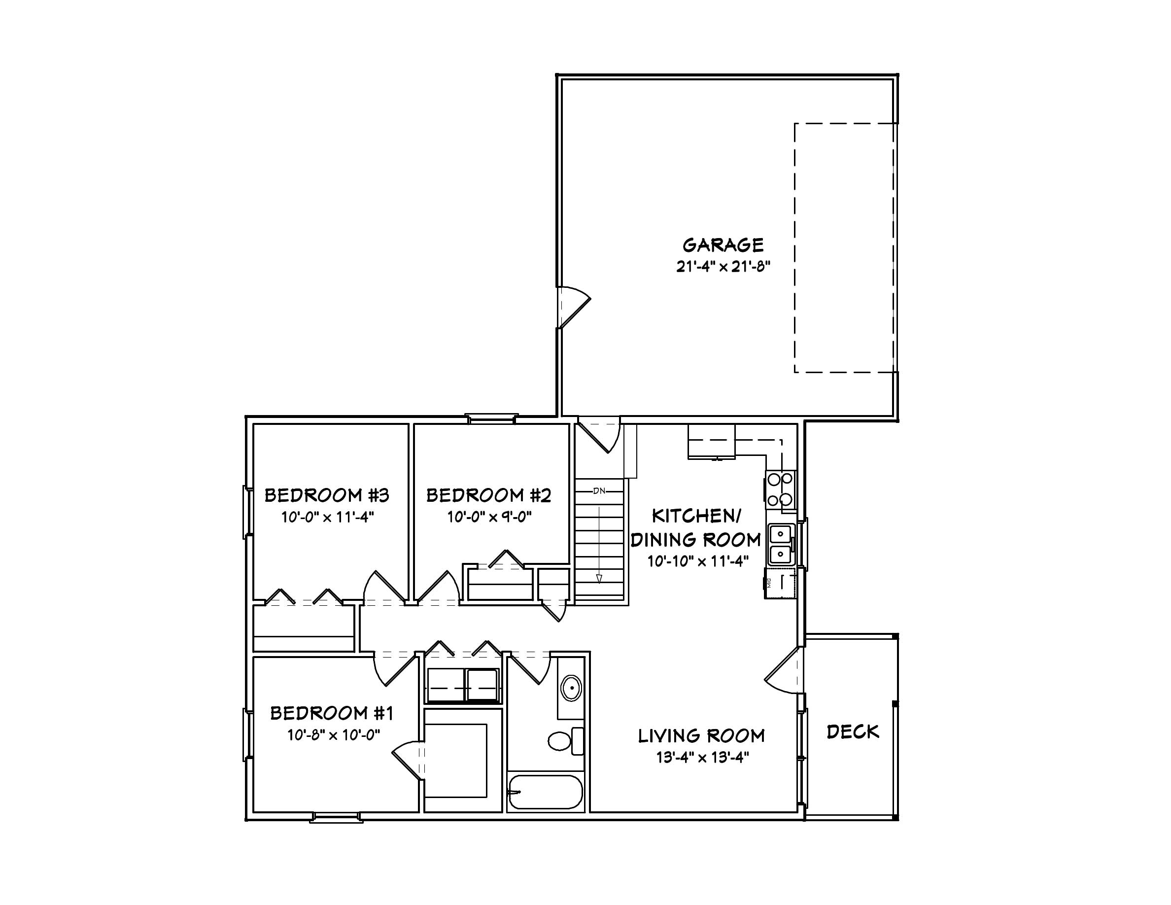 Floor Plan First Story of Ranch Plan #148-1068