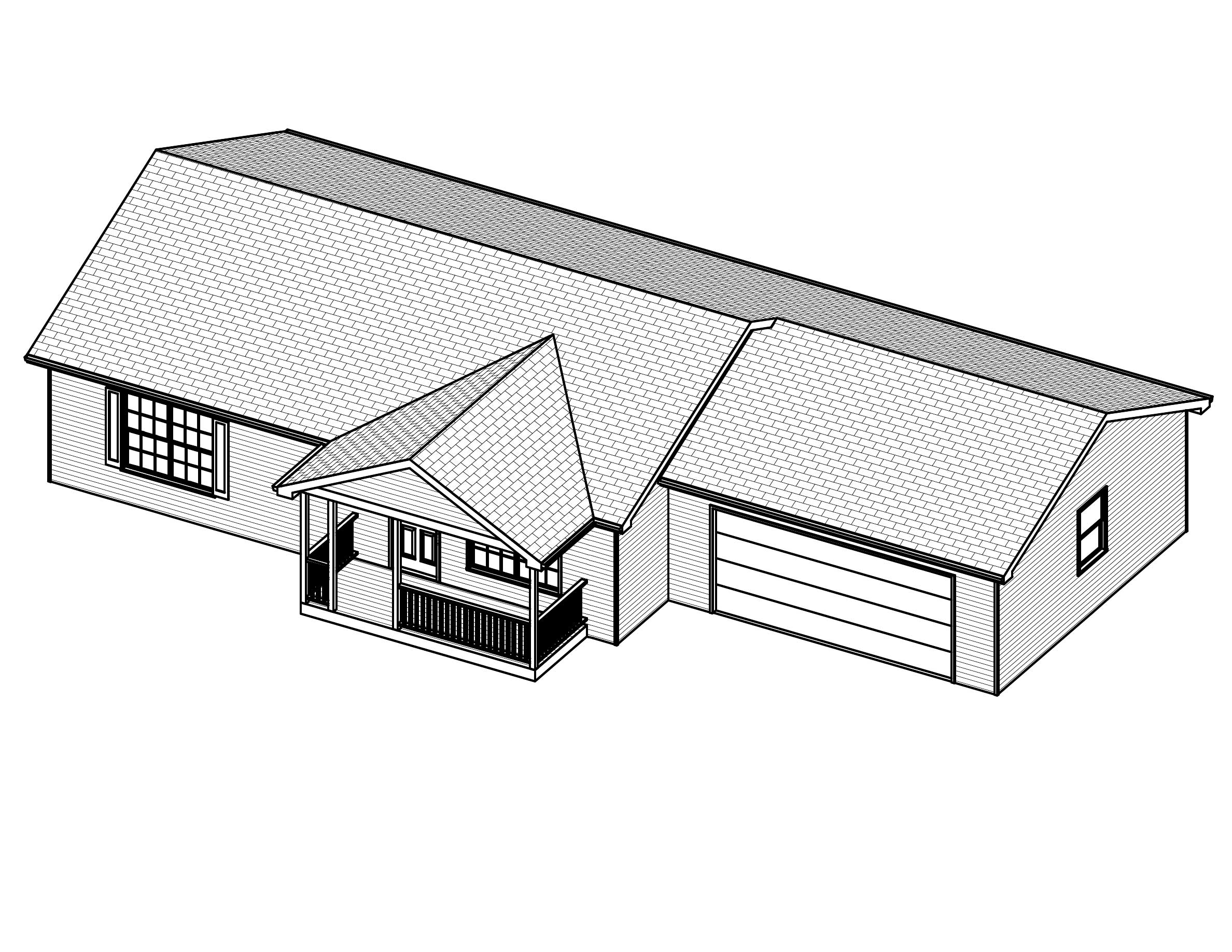 3D Floor Plan of this 3-Bedroom, 1064 Sq Ft Plan - 148-1069