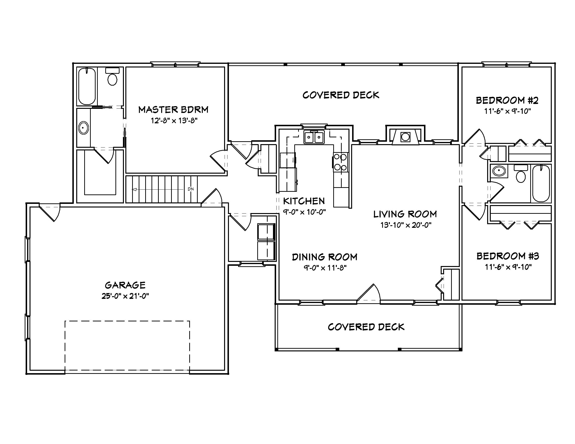 Floor Plan First Story of Country Plan #148-1070