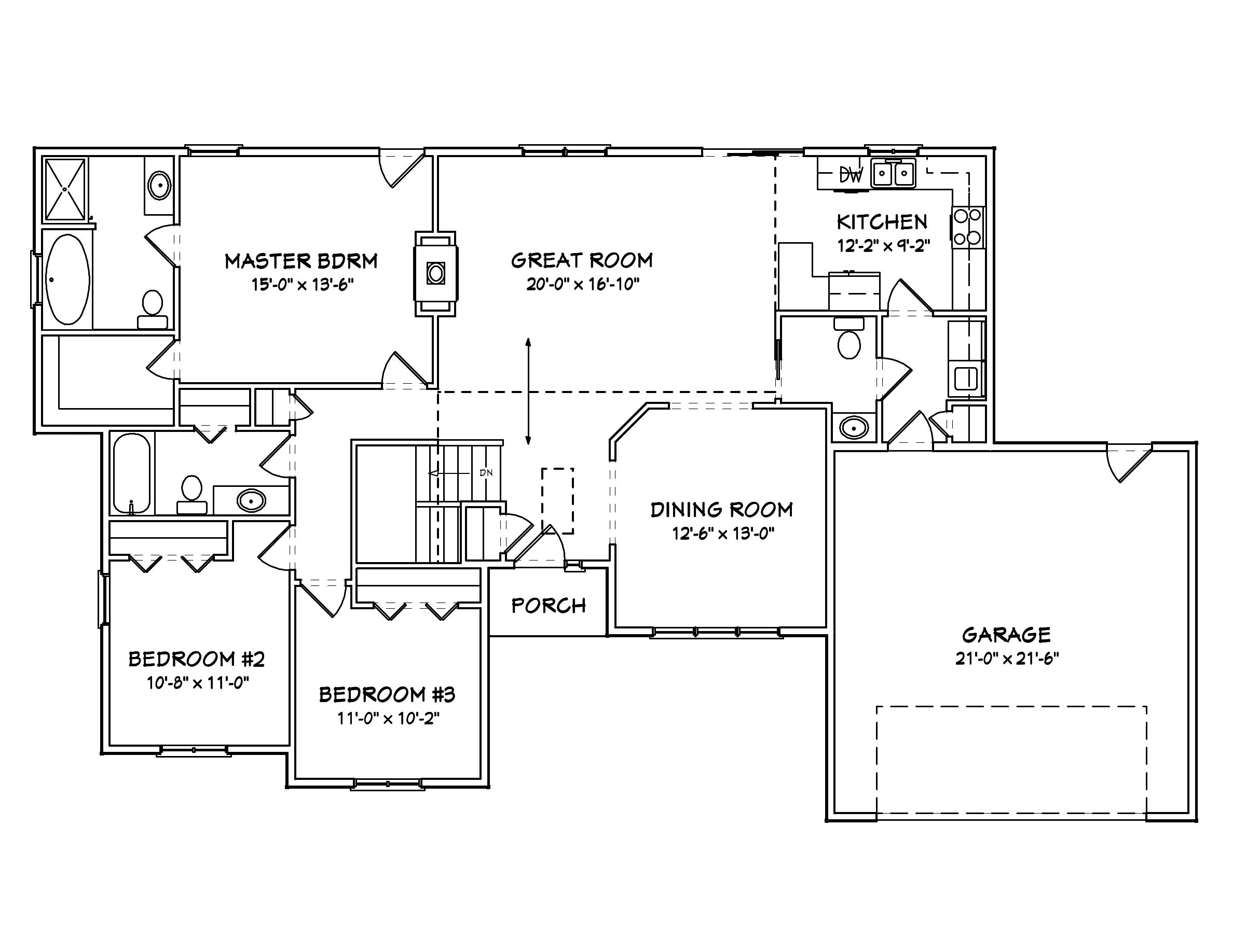 Floor Plan First Story of Country Plan #148-1073
