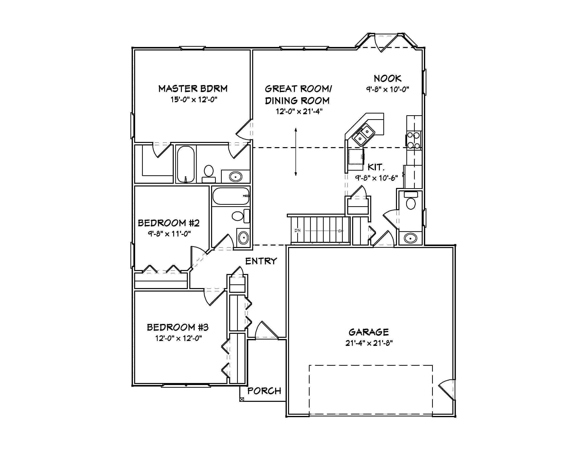 Floor Plan First Story of Country Plan #148-1074