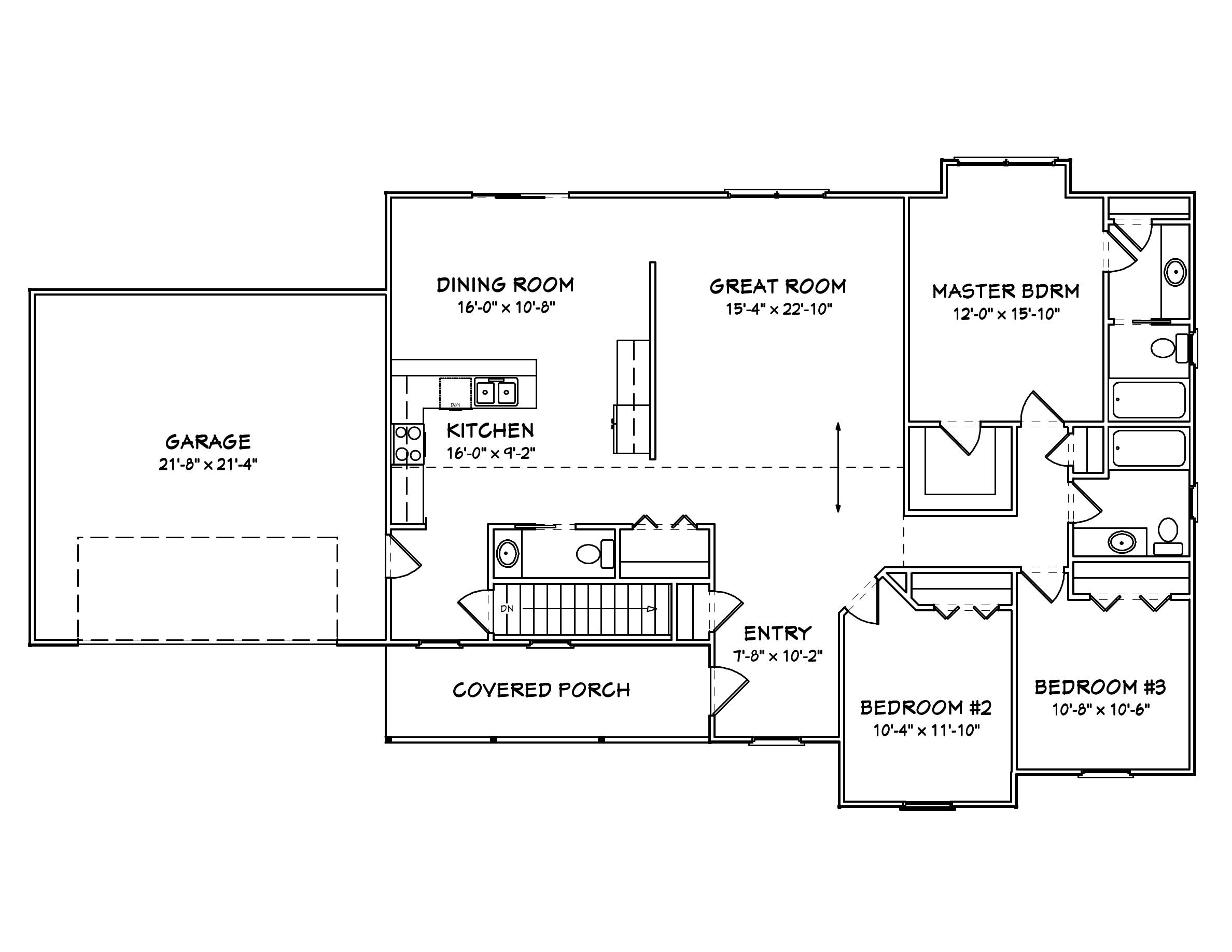 Floor Plan First Story of Country Plan #148-1075
