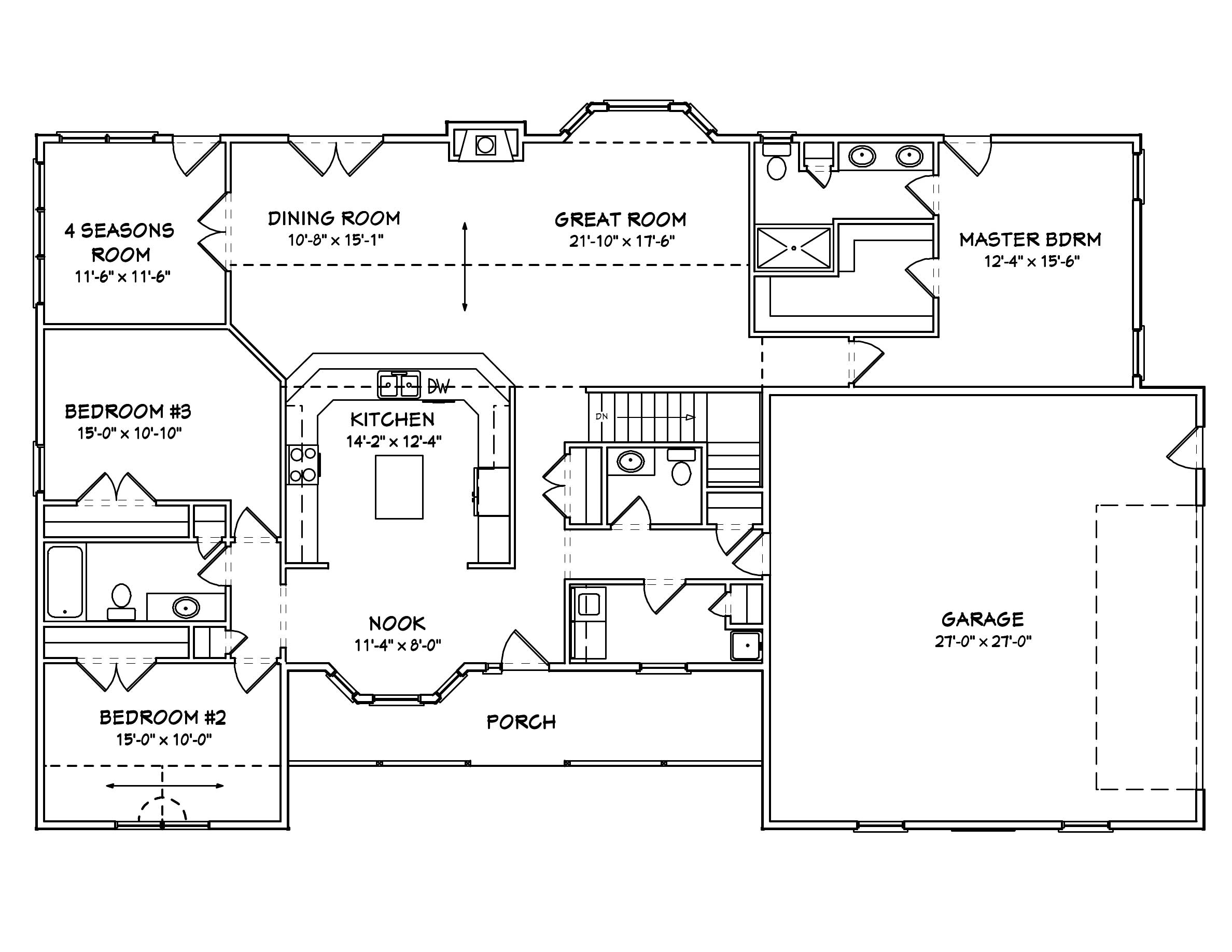Floor Plan First Story of Country Plan #148-1089