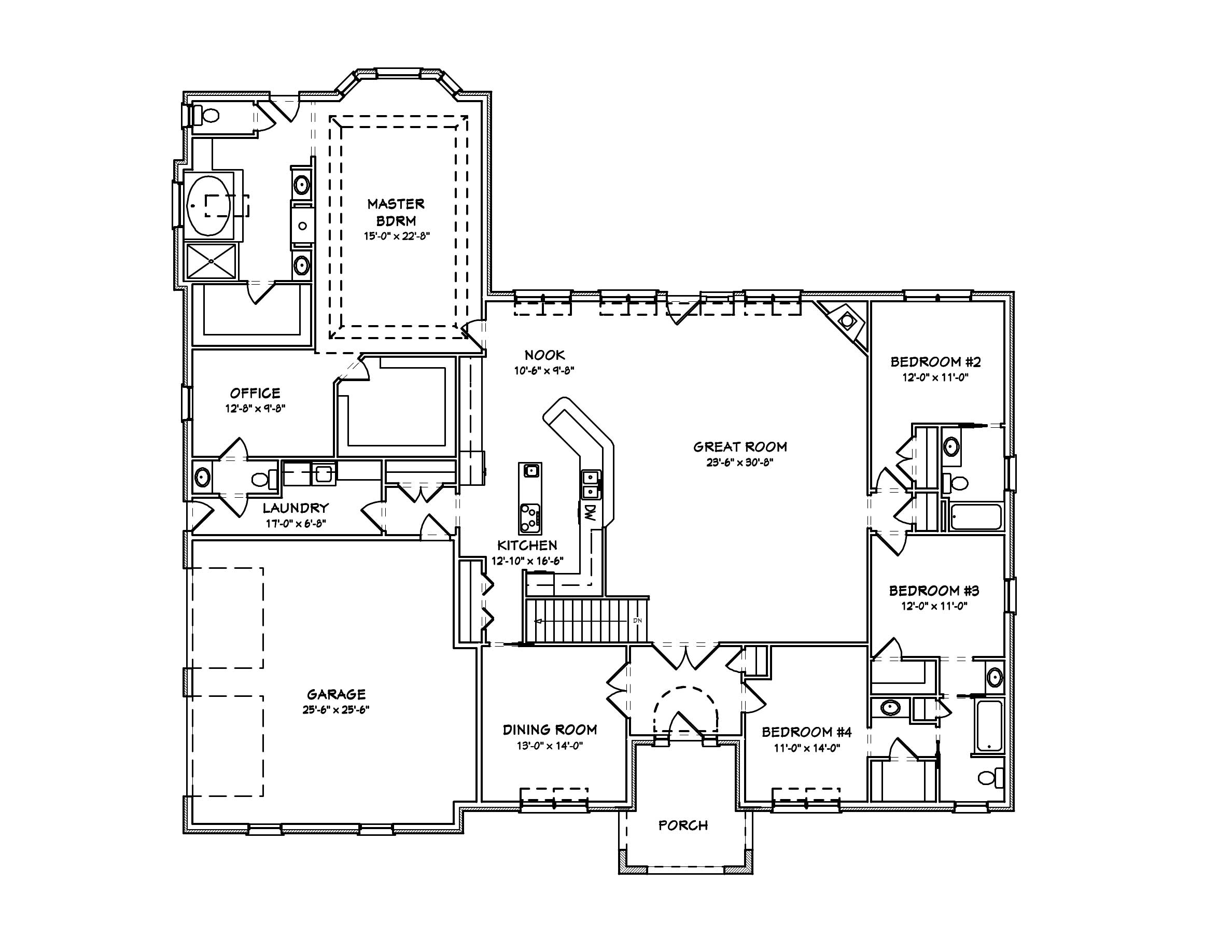 Floor Plan First Story of European Plan #148-1090
