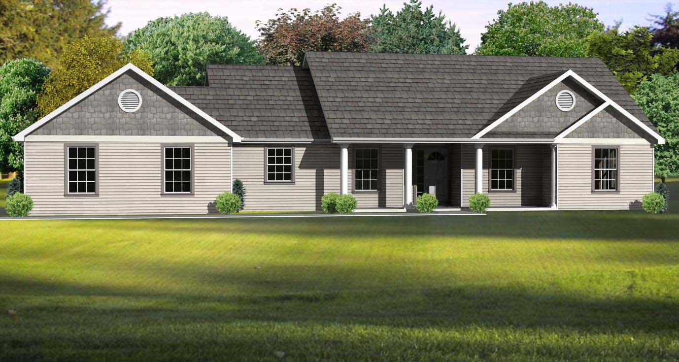 This is the computer rendering of these Ranch Houseplans.