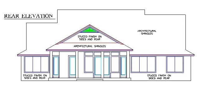 Home Plan Rear Elevation of this 4-Bedroom,2445 Sq Ft Plan -150-1001