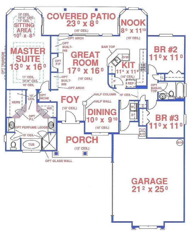 Floor Plan First Story of Florida Style Plan #150-1002