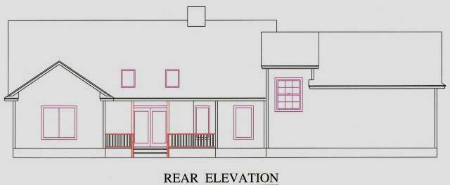Home Plan Rear Elevation of this 3-Bedroom,1885 Sq Ft Plan -150-1003