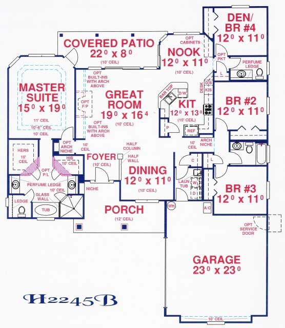 Floor Plan First Story of Florida Style Plan #150-1005