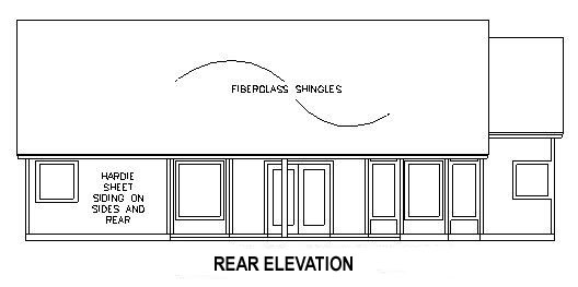 Home Plan Rear Elevation of this 3-Bedroom,1418 Sq Ft Plan -150-1009