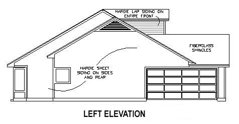 Home Plan Left Elevation of this 3-Bedroom,1418 Sq Ft Plan -150-1009