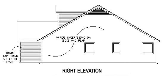 Home Plan Right Elevation of this 3-Bedroom,1418 Sq Ft Plan -150-1009