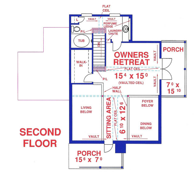 Floor Plan Second Story of Vacation Homes Plan #150-1010