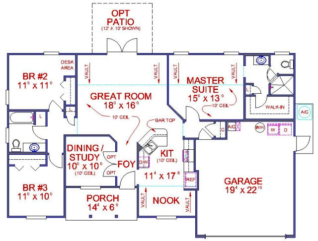 Floor Plan First Story of Florida Style Plan #150-1011
