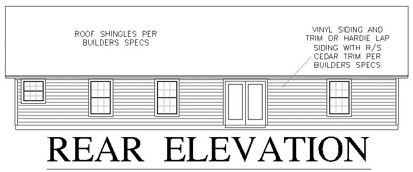 Home Plan Rear Elevation of this 3-Bedroom,1458 Sq Ft Plan -150-1011