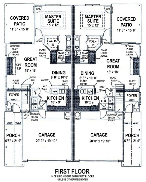 Floor Plan First Story of Multi-Unit Plan #150-1012