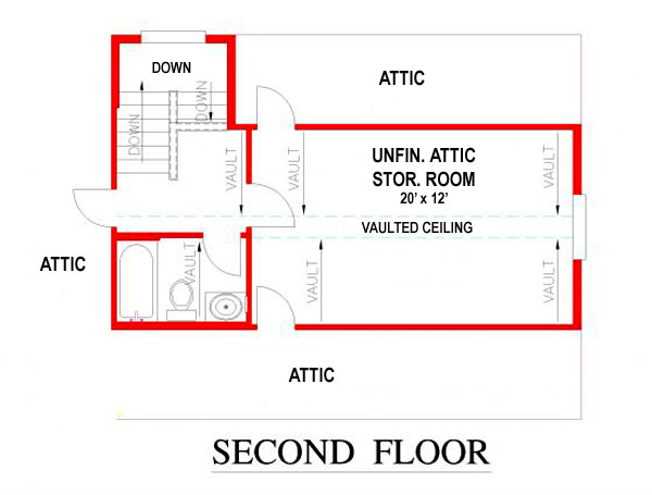 Floor Plan Second Story of Florida Style Plan #150-1014