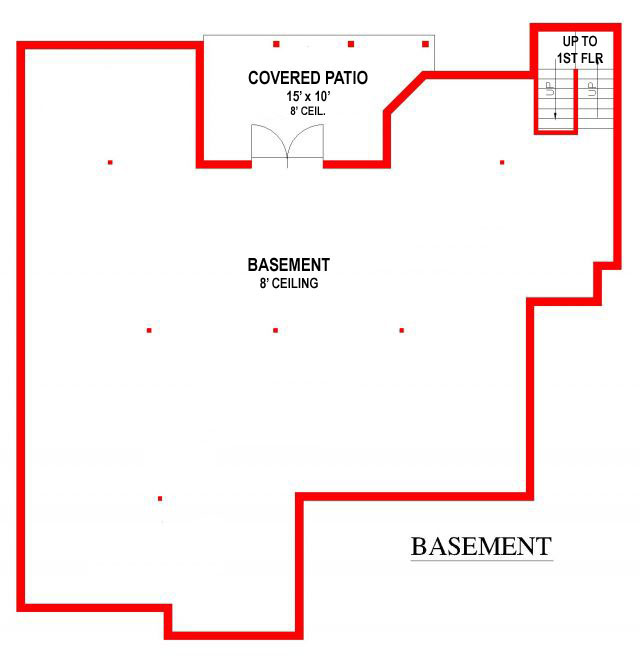 Floor Plan Basement of Country Plan #150-1014