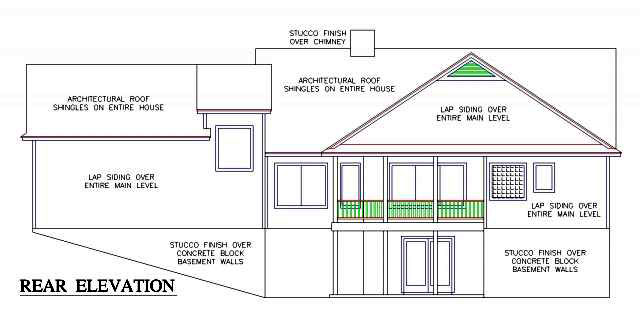 Home Plan Rear Elevation of this 3-Bedroom,1902 Sq Ft Plan -150-1014