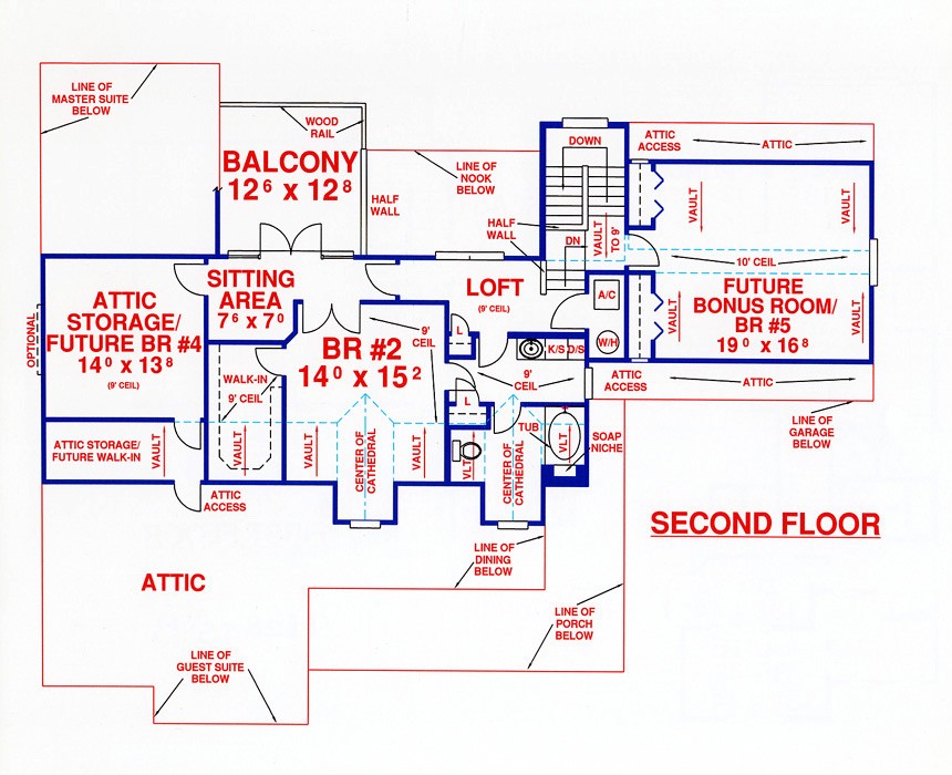 Floor Plan Second Story of Florida Style Plan #150-1015