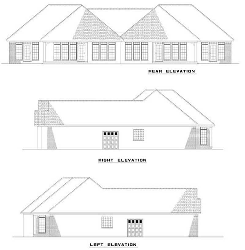 Home Plan Rear Elevation of this 2-Bedroom,1387 Sq Ft Plan -153-1000