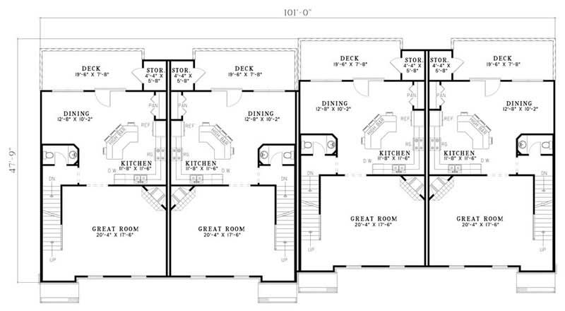 Floor Plan First Story of Multi-Unit Plan #153-1002