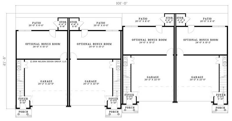 Optional Bonus Room / Garage of Duplex/Multi-Unit Plan #153-1002