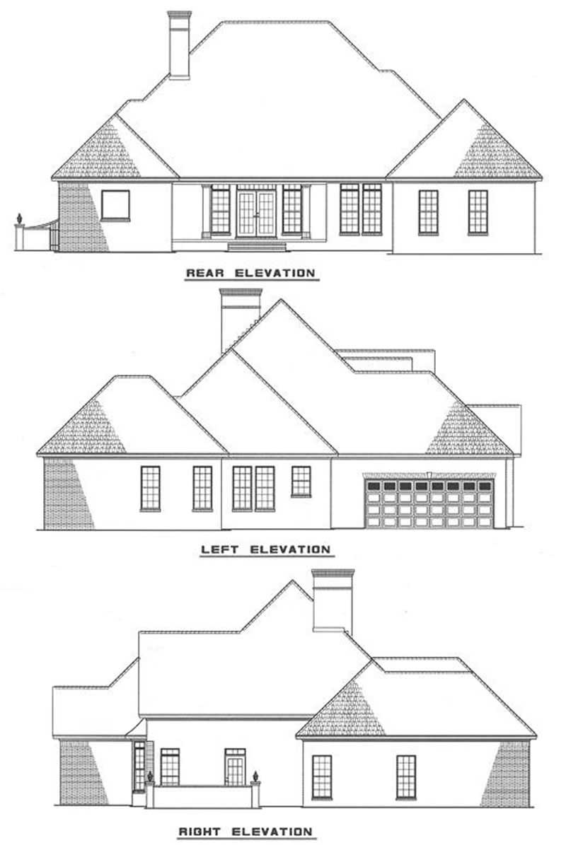 Home Plan Rear Elevation of this 3-Bedroom,2444 Sq Ft Plan -153-1004