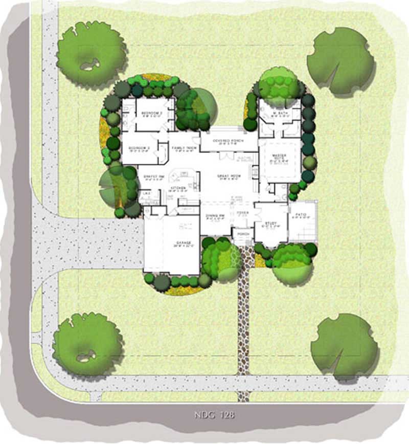 Aerial View of this 3-Bedroom, 2444 Sq Ft Plan - 153-1004