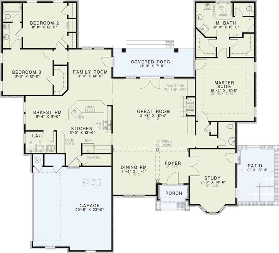 Floor Plan First Story of Plan #153-1004