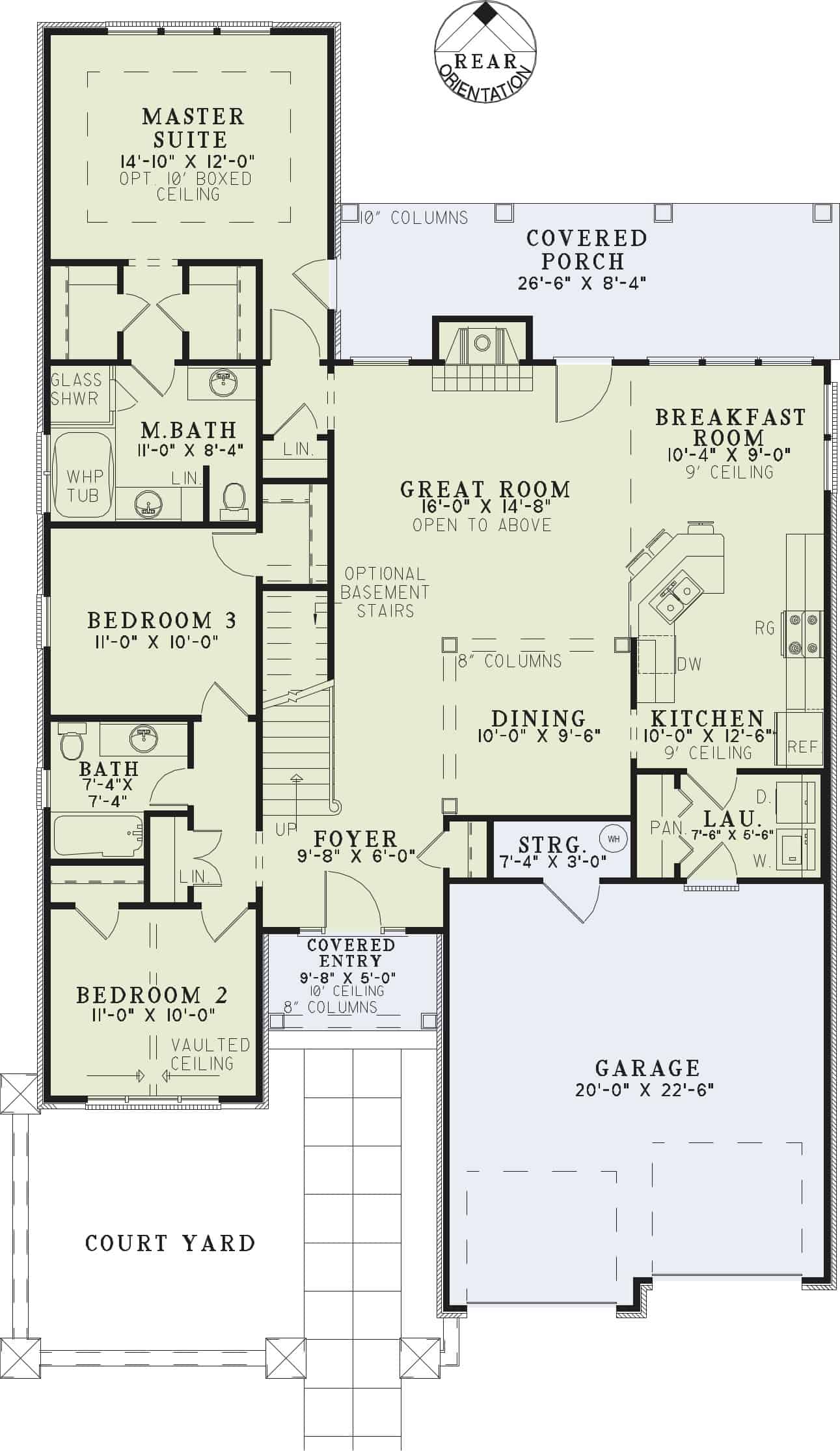 Floor Plan Main Level of Tuscan Plan #153-1006