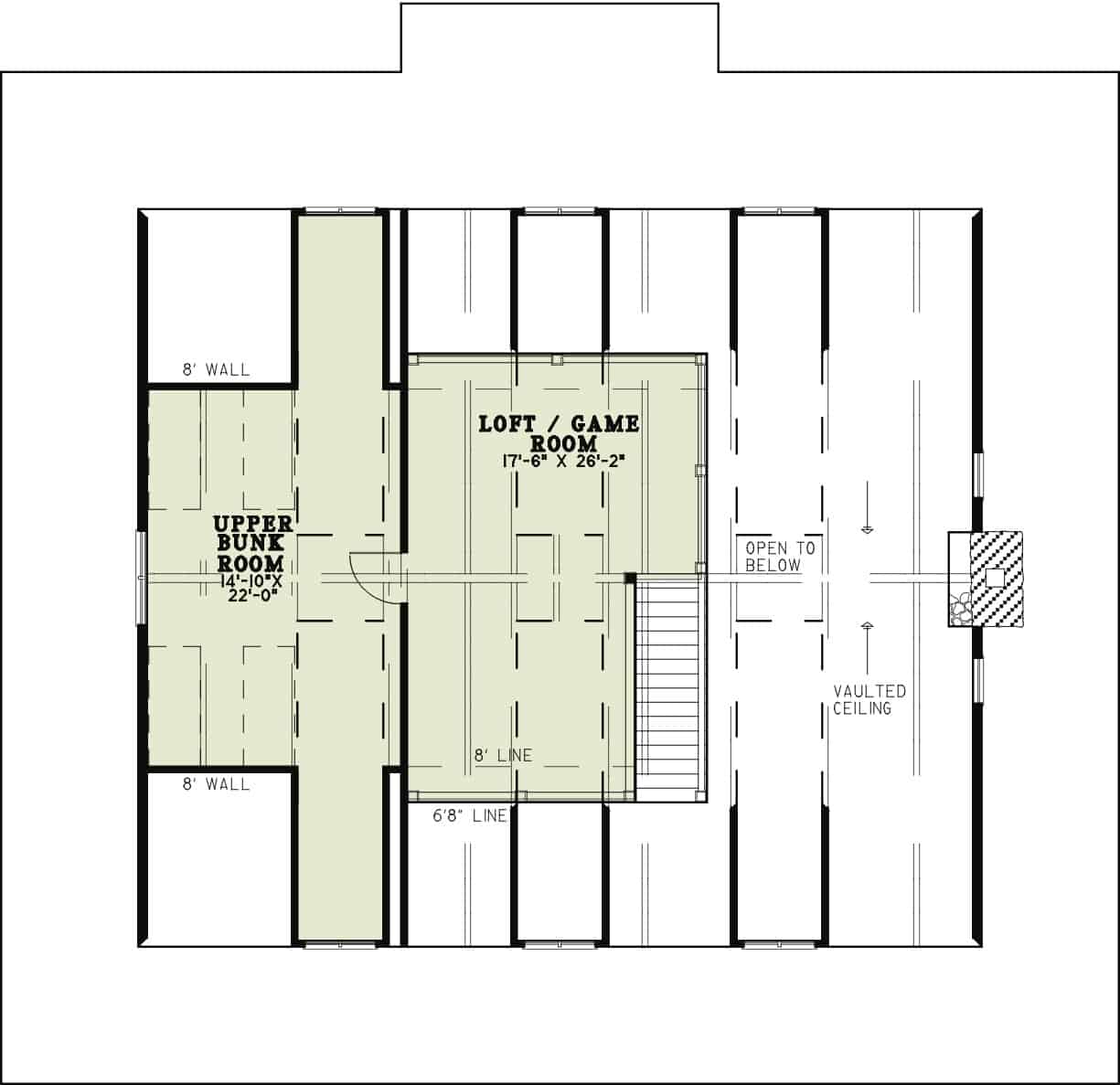 Floor Plan Upper Level of Craftsman Plan #153-1007