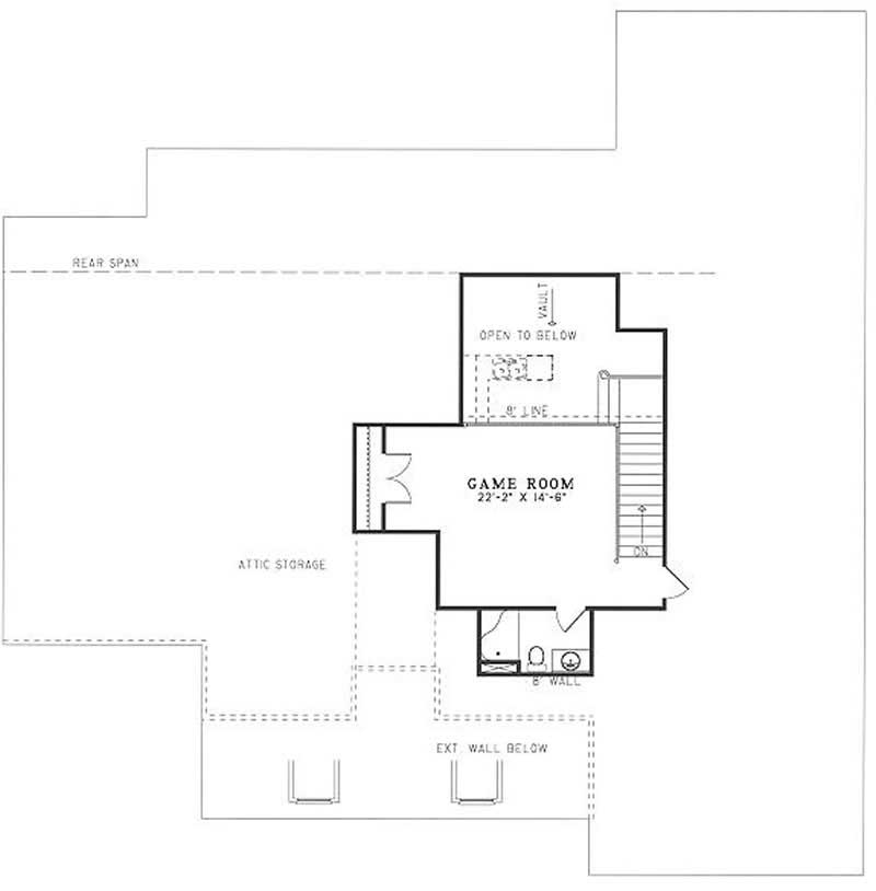 Floor Plan Upper Level of Cape Cod Plan #153-1011