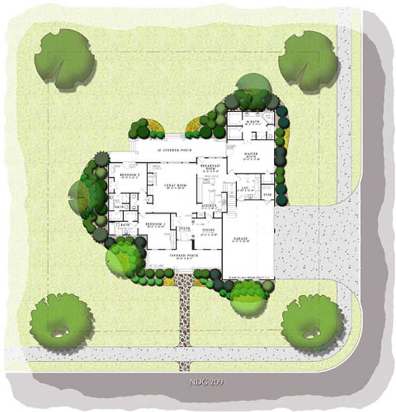 Aerial View of this 3-Bedroom, 2755 Sq Ft Plan - 153-1011