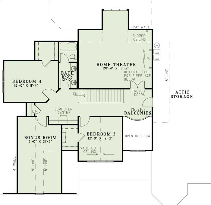 Floor Plan Upper Level of Arts and Crafts Plan #153-1017