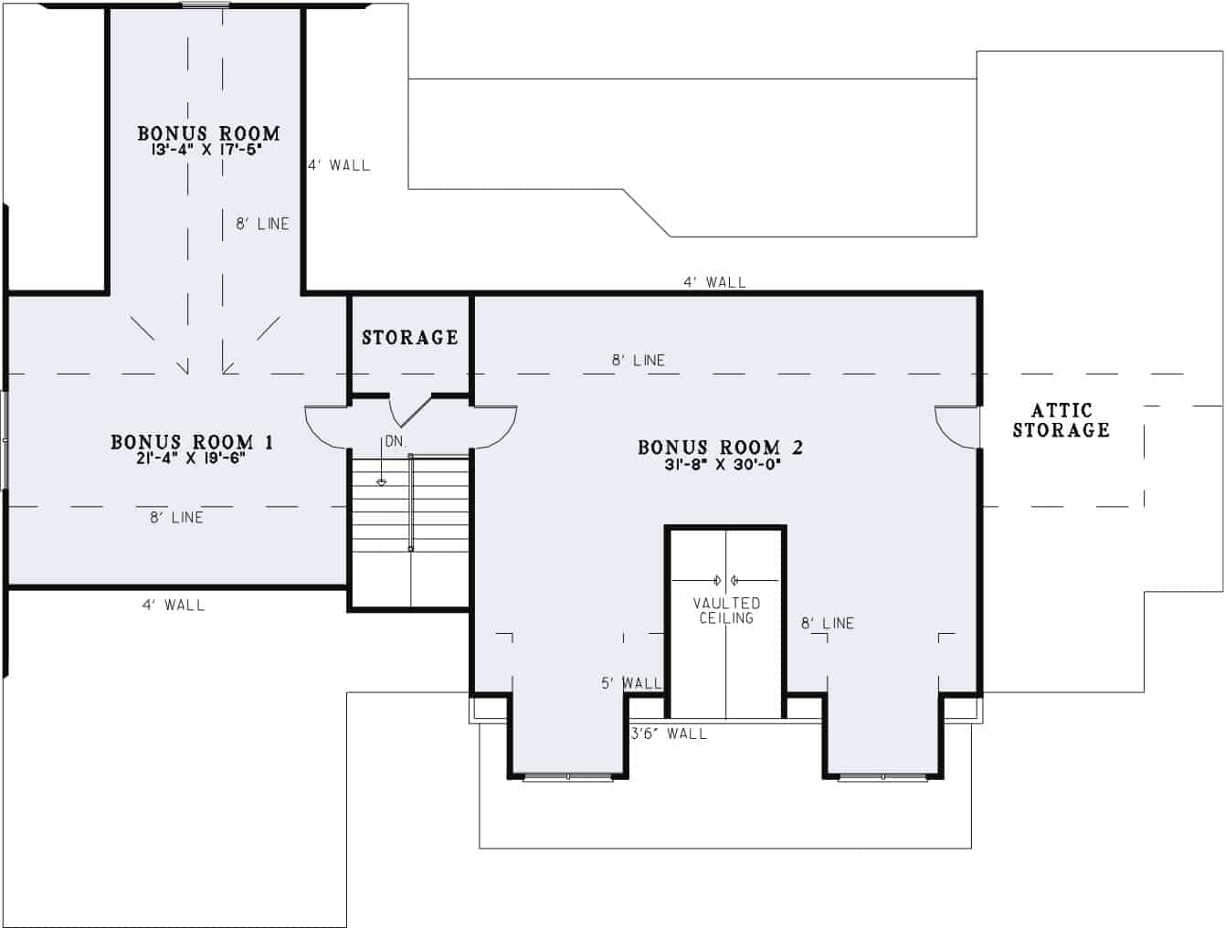 Floor Plan Second Story of Country Plan #153-1020