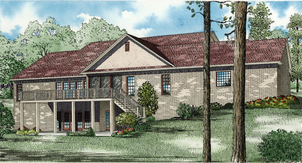 Home Plan Rear Elevation of this 5-Bedroom,4827 Sq Ft Plan -153-1021