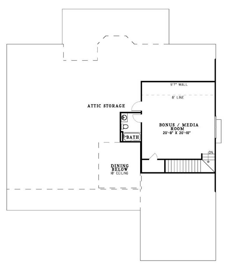Floor Plan Bonus Room of Country Plan #153-1022