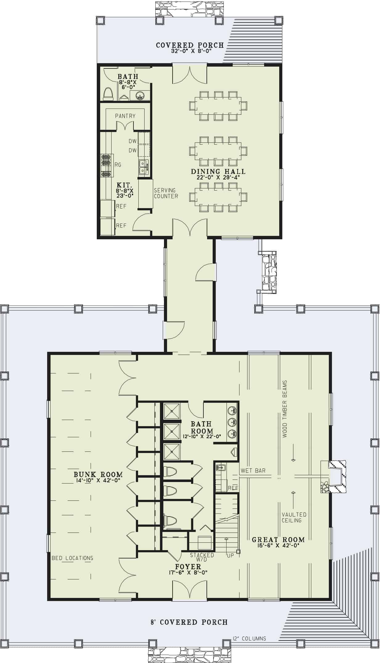 Floor Plan Main Level of Vacation Homes Plan #153-1023