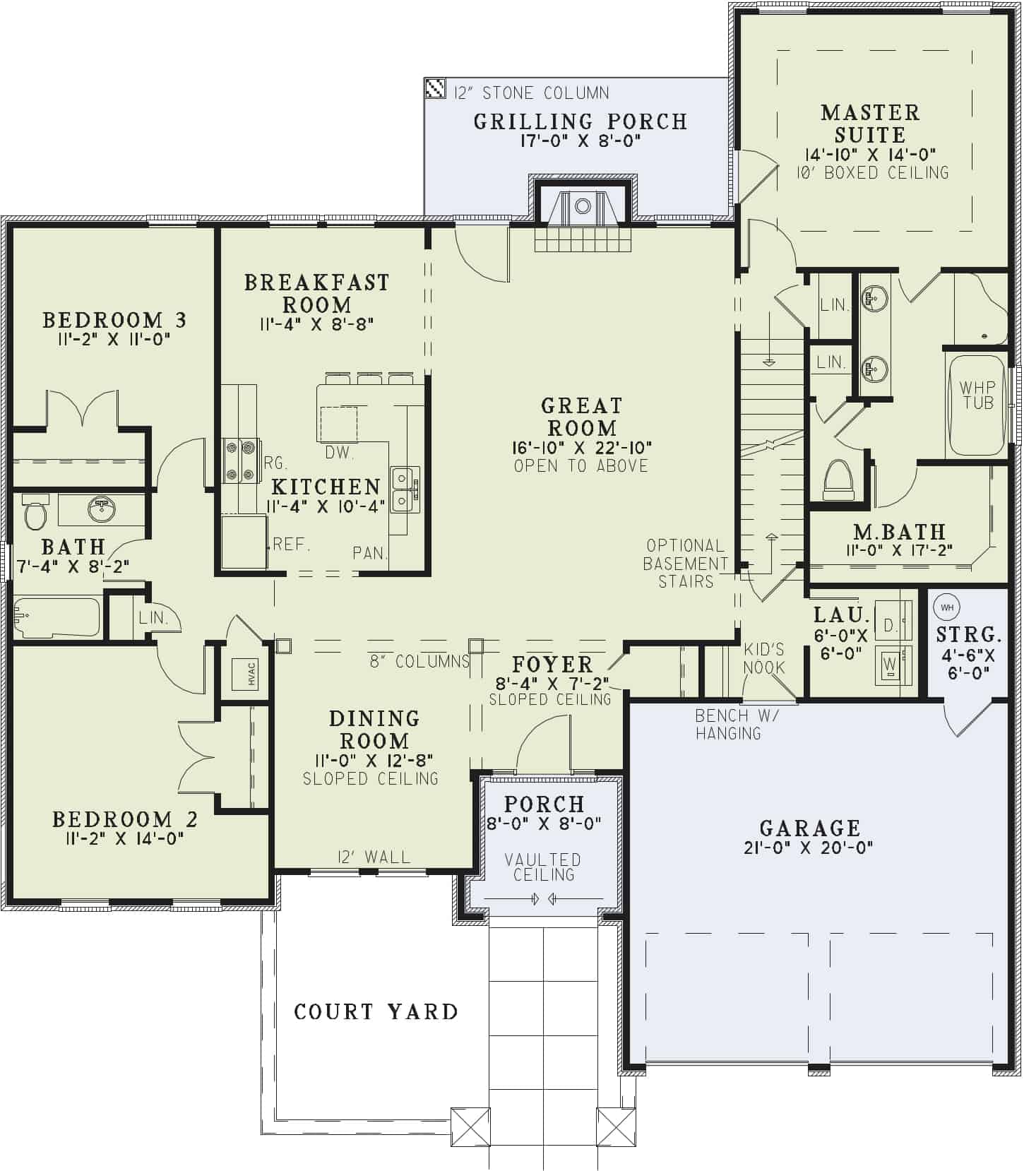 Floor Plan Main Level of Tuscan Plan #153-1024