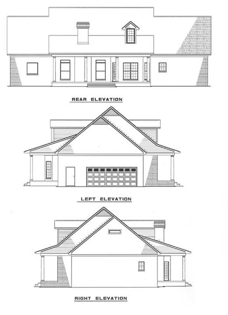 Home Plan Rear Elevation of this 5-Bedroom,2698 Sq Ft Plan -153-1028