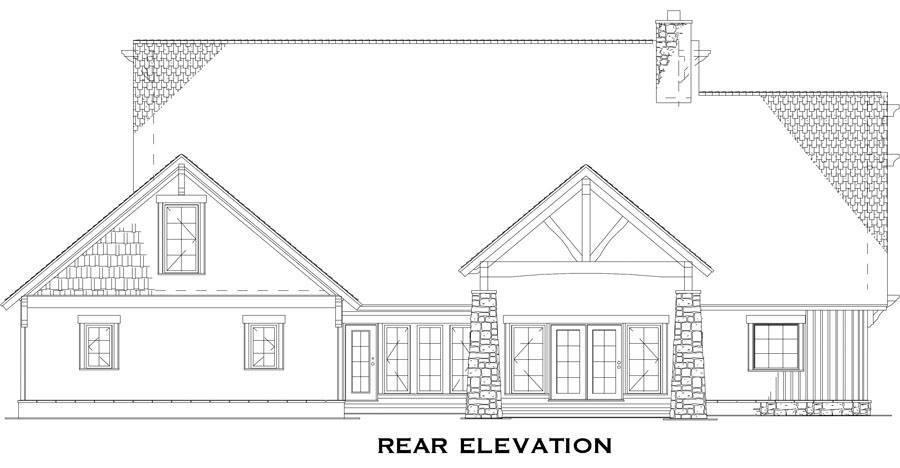 Home Plan Rear Elevation of this 4-Bedroom,3206 Sq Ft Plan -153-1029