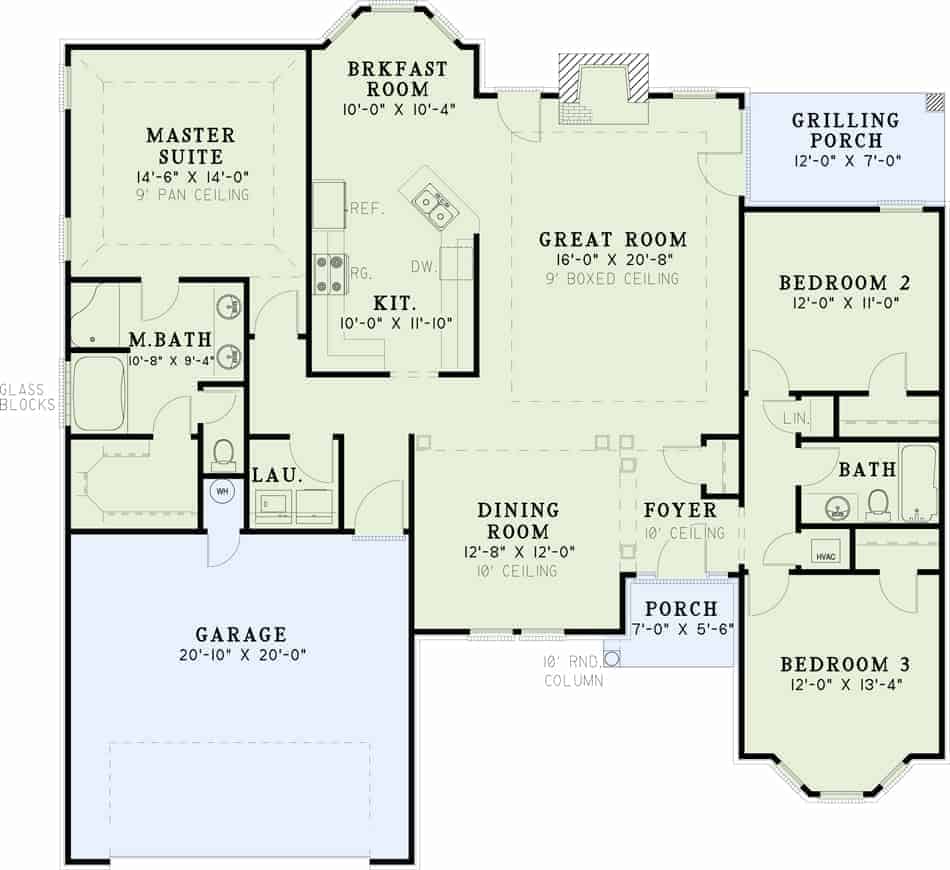 Floor Plan First Story of European Plan #153-1032