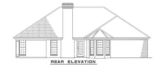 Home Plan Rear Elevation of this 3-Bedroom,1758 Sq Ft Plan -153-1032