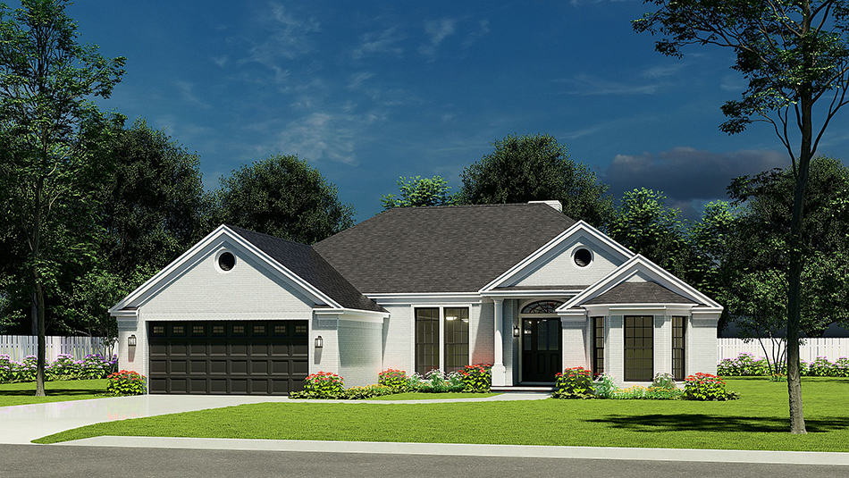 Front elevation of European home (ThePlanCollection: House Plan #153-1032)