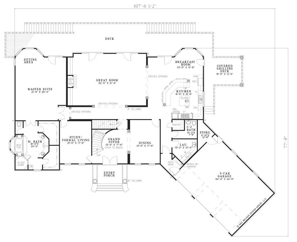 Floor Plan First Story of Cape Cod Plan #153-1034